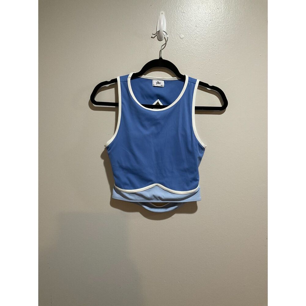 YLLW - YELLOW THE LABEL Colorblock Sports Bra Workout Top in Blue Size Large - Picture 8 of 8